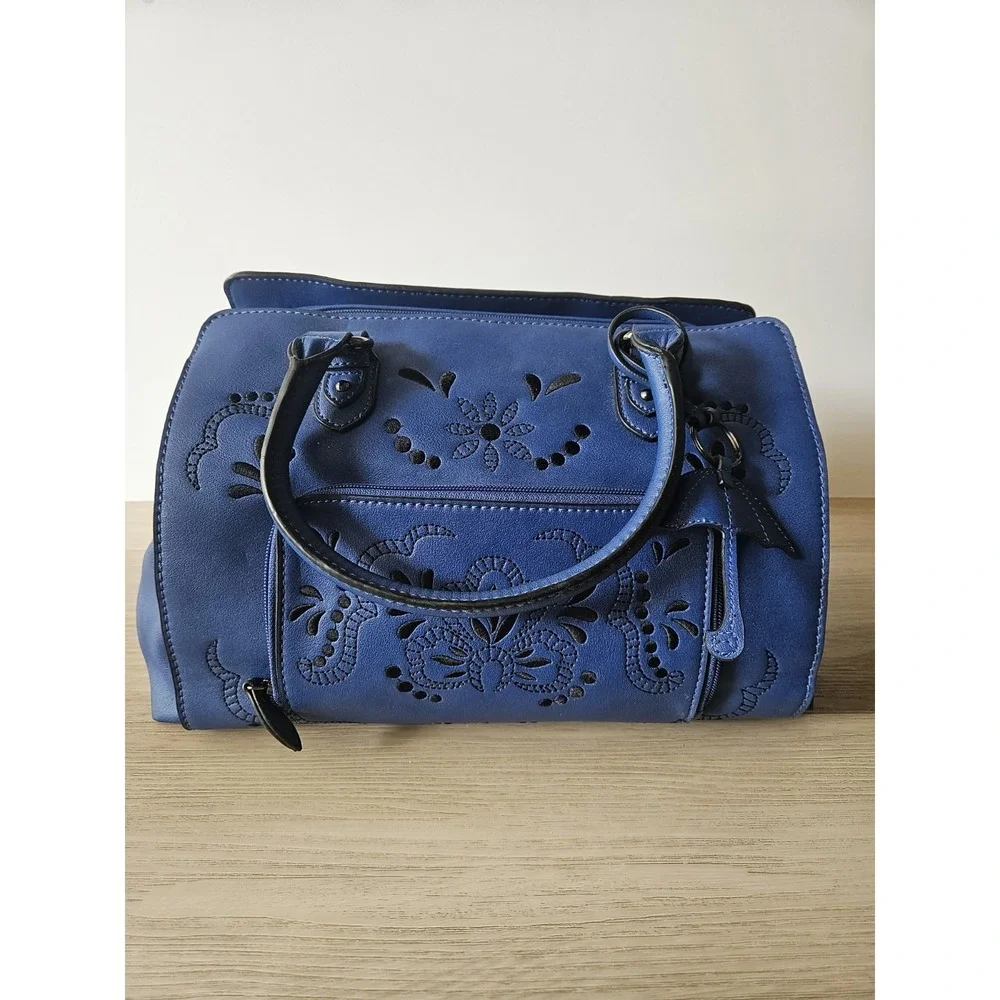 Danielle Nicole Disney Mary Poppins Blue Leather Satchel Handbag Umbrella Cutout